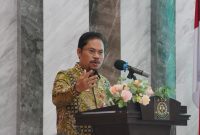 SAMBUTAN- Kepala Kantor Wilayah BPN Provinsi Kepulauan Riau, Nurus Sholichin saat memberikan sambutan dalam acara. (Foto Doc. BPN Kepri).